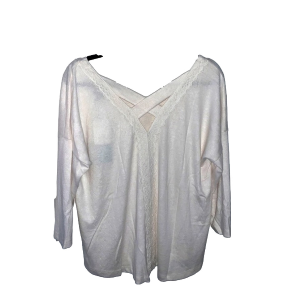 🍀BOBEAU CRISS CROSS  CROCHET LACE BACK TOP IN SUGAR